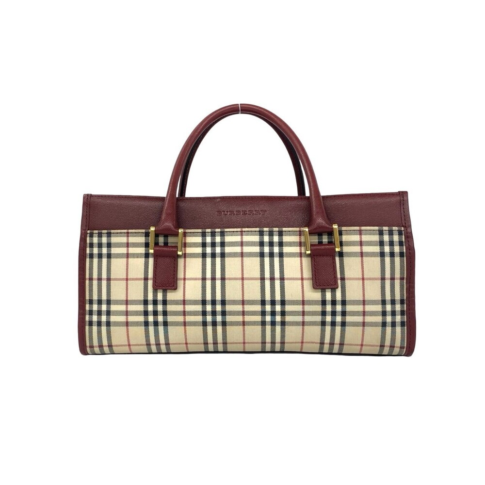 BURBERRY Nova Check pattern canvas and leather handbag/mini tote bag in beige...